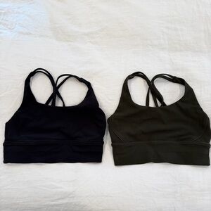 Lululemon Energy Longline Bra in Black and Army Green